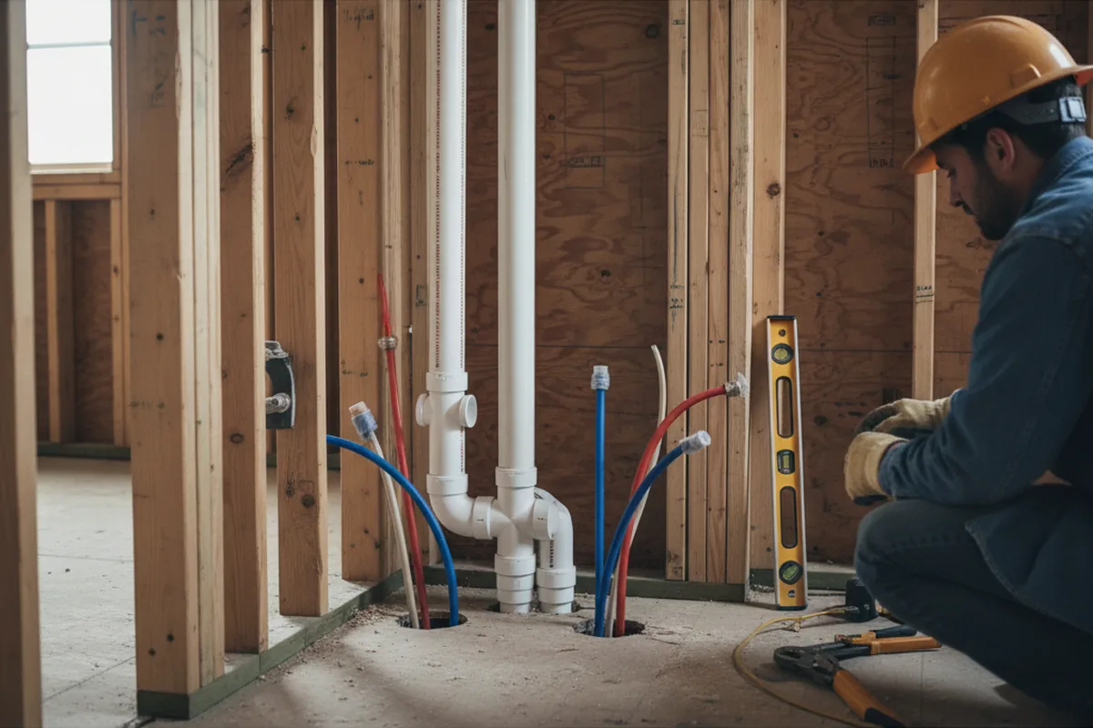 Drain and supply rough-in during Leak Detection in Arcadia